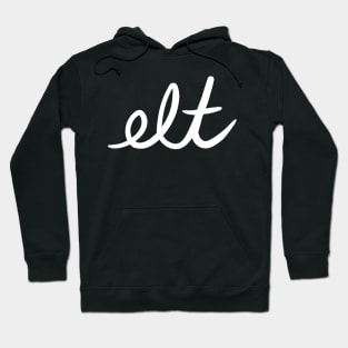 ELT Clothing Cursive Logo White | Large Hoodie